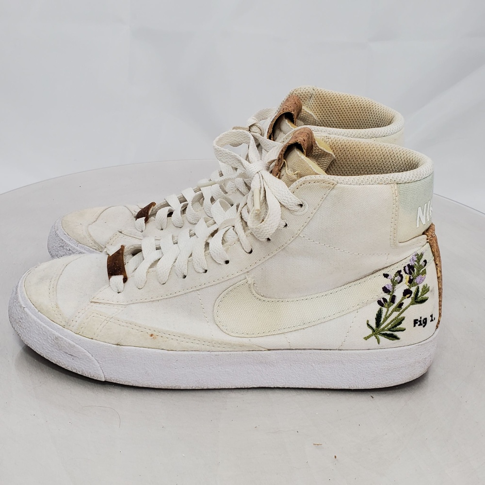 Worn Nike Blazer Mid '77 Indigo Shoes Women 7 White Floral Canvas DC9265-100